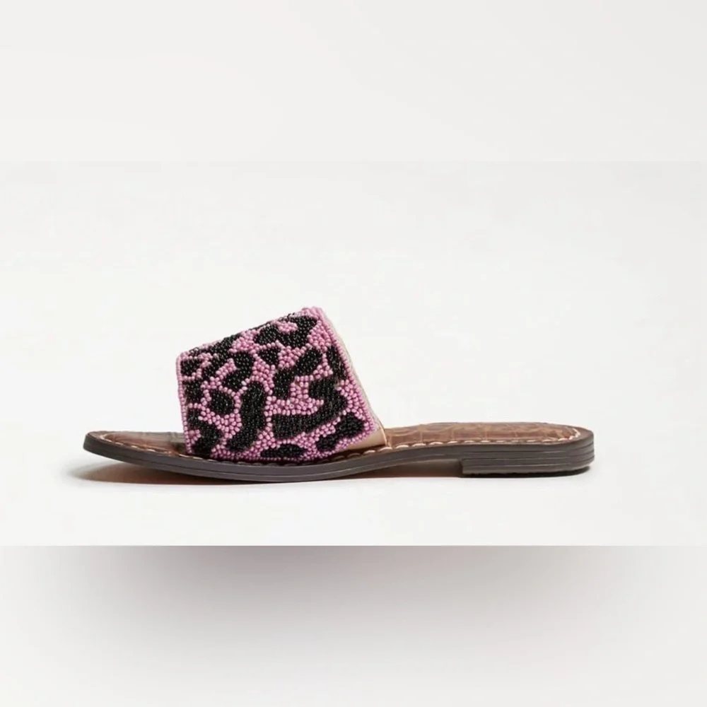 Sam Edelman Gunner Kids Beaded Leopard Slide Sandals Youth 13